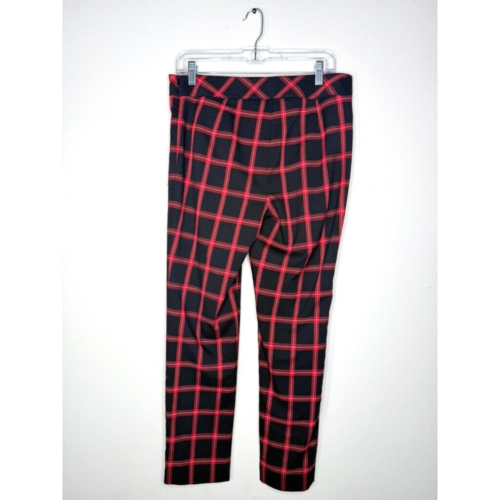 TRINA TURK Women’s Plaid Montebello Dress Ankle Pants Black & Red 6 Medium Prepp - Picture 7 of 11